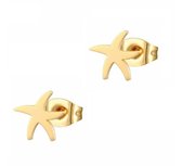 Aramat jewels ® - Oorstekers zweerknopjes zeester chirurgisch staal goudkleurig 7mm