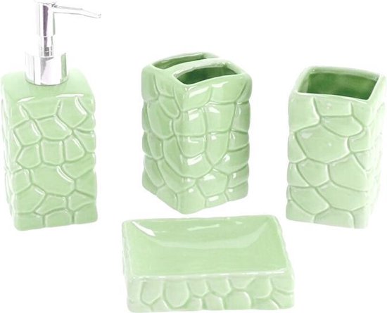 Gerimport Badkameraccessoires 7 X 18 Cm Keramiek Groen 4-delig | bol.com