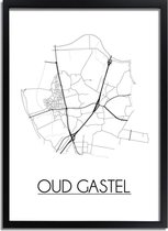 Oud-Gastel Plattegrond poster A2 + fotolijst zwart (42x59,4cm) DesignClaud