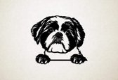 Wanddecoratie - Hond - Shih Tzu 1 - L - 75x86cm - Zwart - muurdecoratie - Line Art