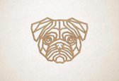 Wanddecoratie - Hond - Pug - S - 45x55cm - Eiken - muurdecoratie - Line Art