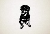 Wanddecoratie - Hond - Rottweiler 6 - XS - 29x15cm - Zwart - muurdecoratie - Line Art