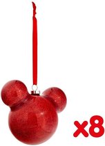 Bundel - Kerstbal Mickey Mouse Rood 8X