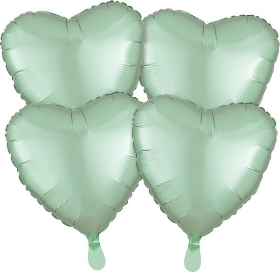 Amscan Folieballonnen Pastel Hart 43 Cm Mintgroen 4 Stuks
