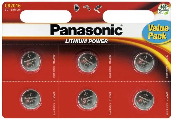 Panasonic Pile Lithium CR2032 3V, 4 pièces en blister (CR-2032EL/4B)