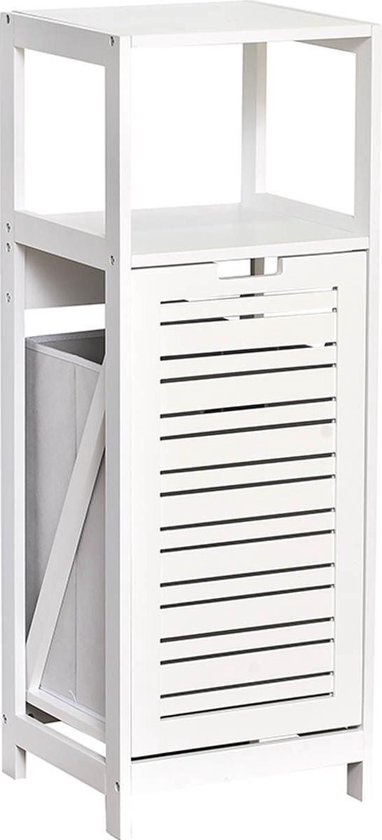 acre toon Reductor Design Mdf kast met 1 wasmand + één plank - Wit - 98x36x33cm - Opbergmeubel  - ... | bol.com