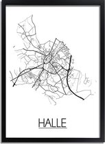 Halle België Plattegrond poster A2 + fotolijst zwart (42x59,4cm) - DesignClaud
