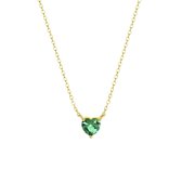 Lucardi Dames Ketting Love month stones hart - Echt Zilver - Ketting - Cadeau - 45 cm - Goudkleurig