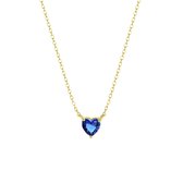 Lucardi Dames Ketting Love month stones hart - Echt Zilver - Ketting - Cadeau - Moederdag - 45 cm - Goudkleurig