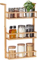 Relaxdays étagère à épices suspendue - bambou - support pour pots à épices - organisateur d'armoires de cuisine
