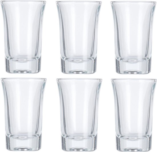 6x shotglazen / borrelglaasjes - 40 ml - glas - rond - shotglas / borrelglas