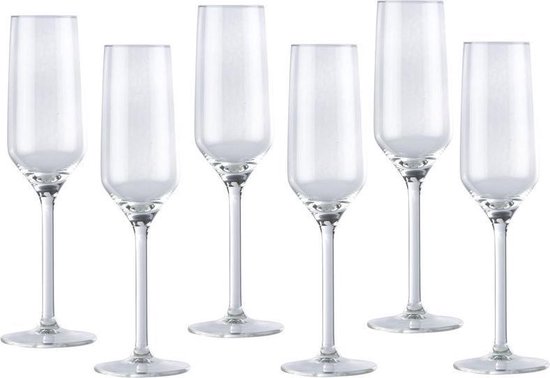 Luxury houseware Champagneglazen - 6 stuks - glas - 220 ml | bol