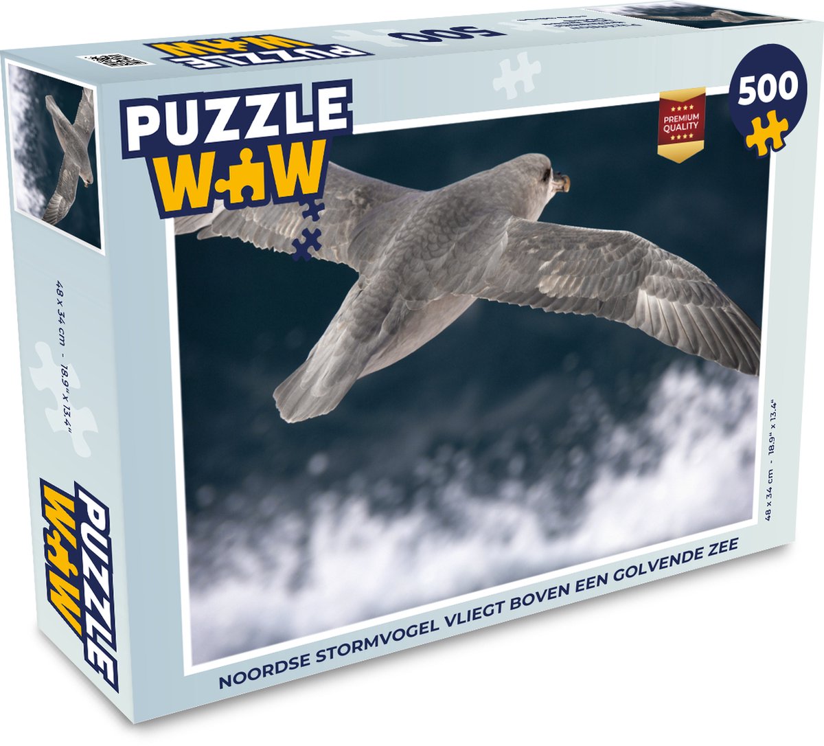 Afbeelding van product Puzzel 500 stukjes Noordse stormvogel - Noordse stormvogel vliegt boven een golvende zee - PuzzleWow heeft +100000 puzzels