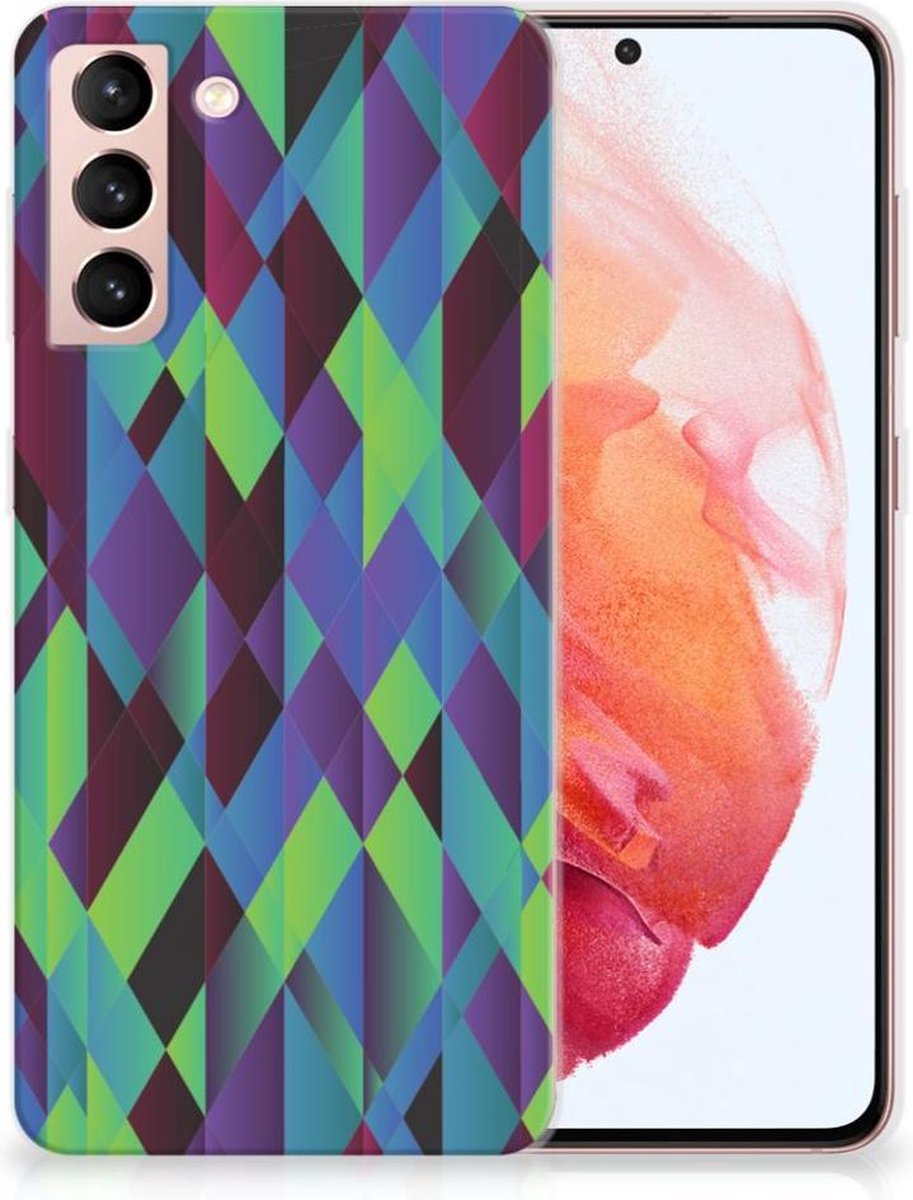 Samsung Galaxy S21 TPU Hoesje Abstract Green Blue