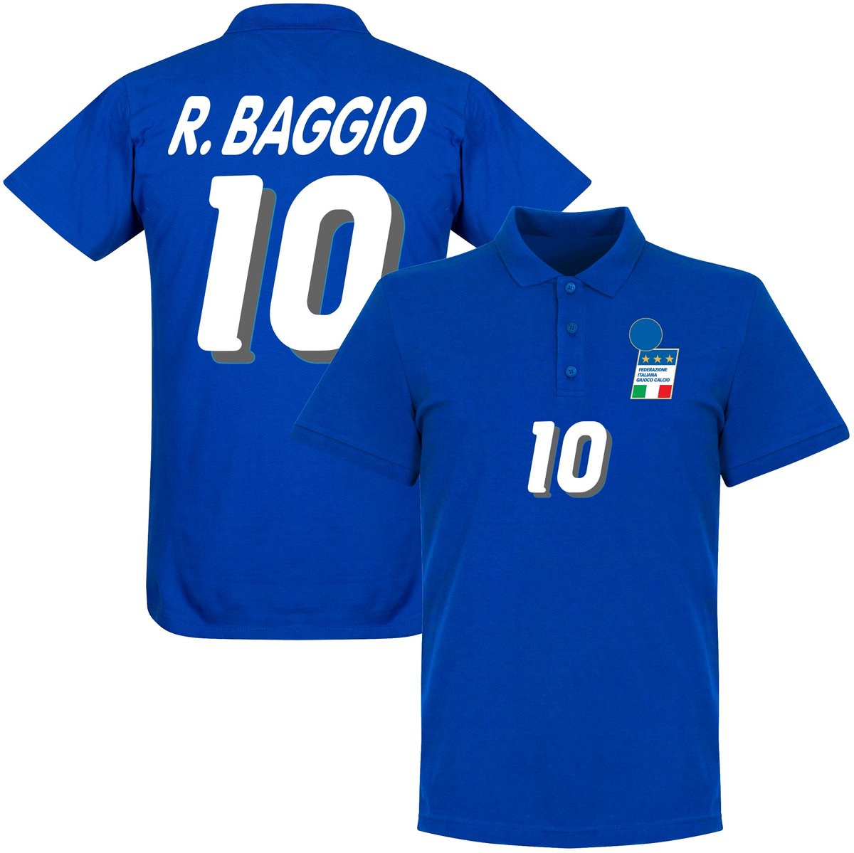 Italië 1994 Baggio No.10 Polo Shirt - Blauw - L