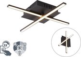 QAZQA cruz - Moderne LED Dimbare Plafondlamp met Dimmer - 1 lichts - L 38 cm - Zwart -  Woonkamer | Slaapkamer | Keuken