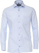 CASA MODA modern fit overhemd - lichtblauw met wit structuur (contrast) - Strijkvriendelijk - Boordmaat: 42