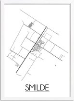 Smilde Plattegrond poster A4 + Fotolijst Wit (21x29,7cm) - DesignClaud