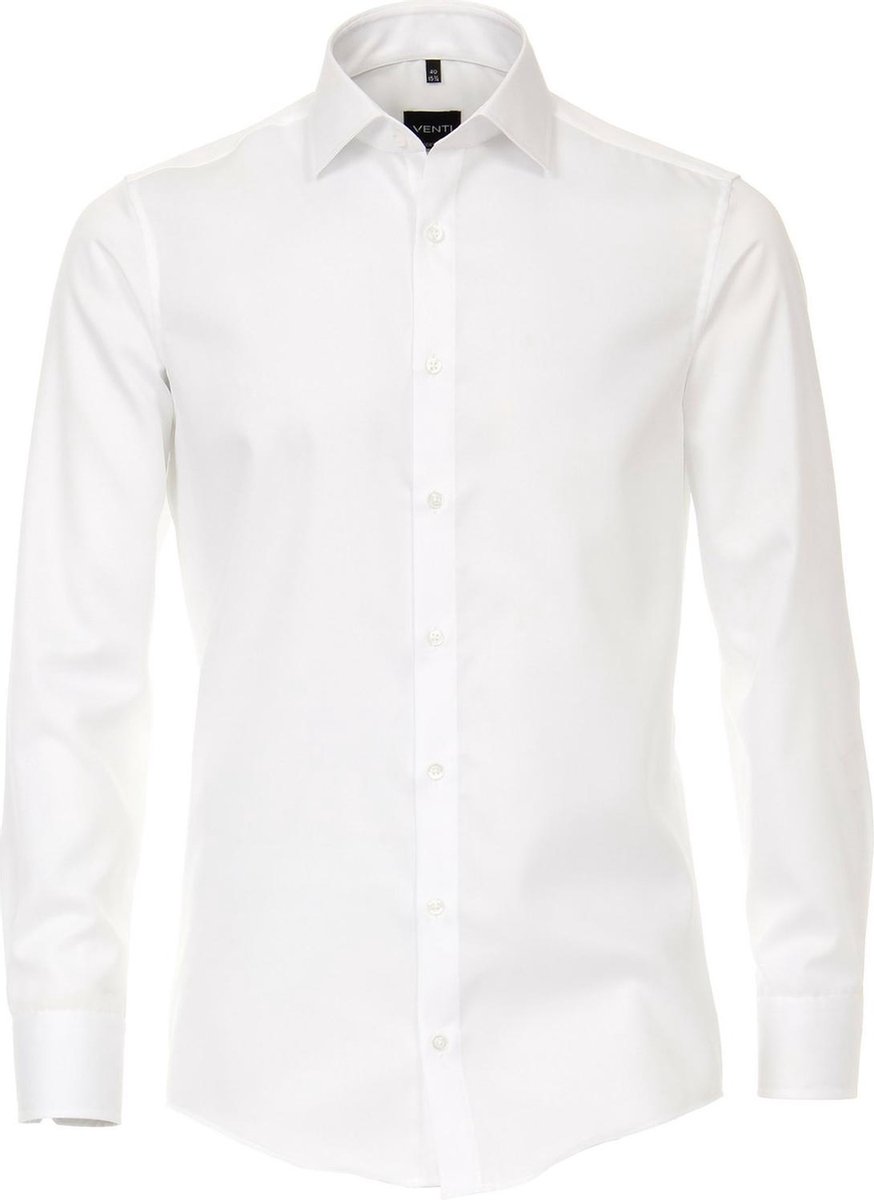 VENTI modern fit overhemd - twill - wit - Strijkvriendelijk - Boordmaat: 46