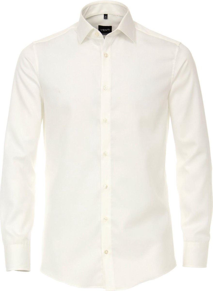 VENTI modern fit overhemd - twill - beige - Strijkvriendelijk - Boordmaat: 48