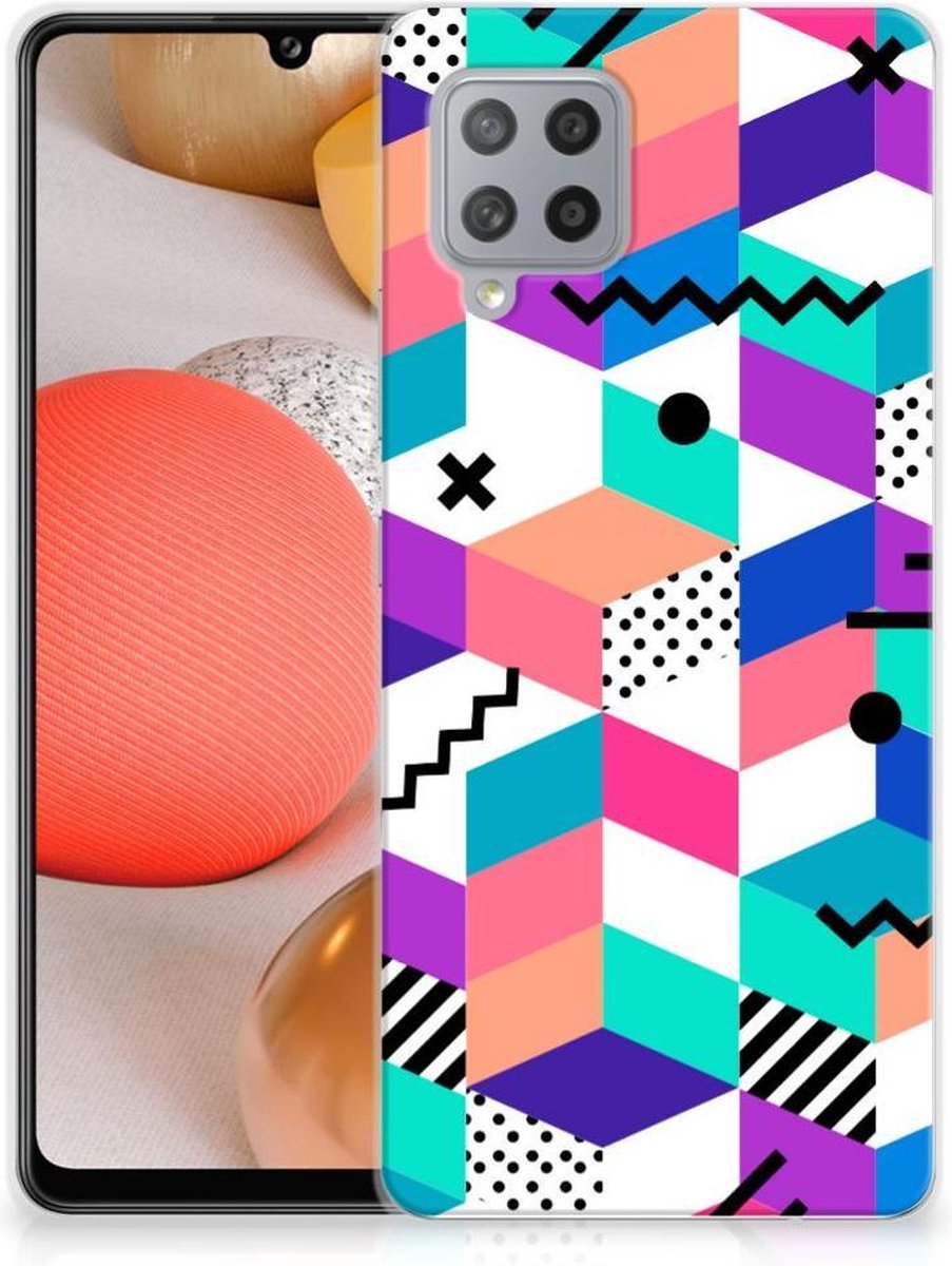 Samsung Galaxy A42 TPU Hoesje Blokken Kleurrijk