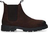 Manfield - Heren - Donkerbruine nubuck chelsea boots - Maat 42