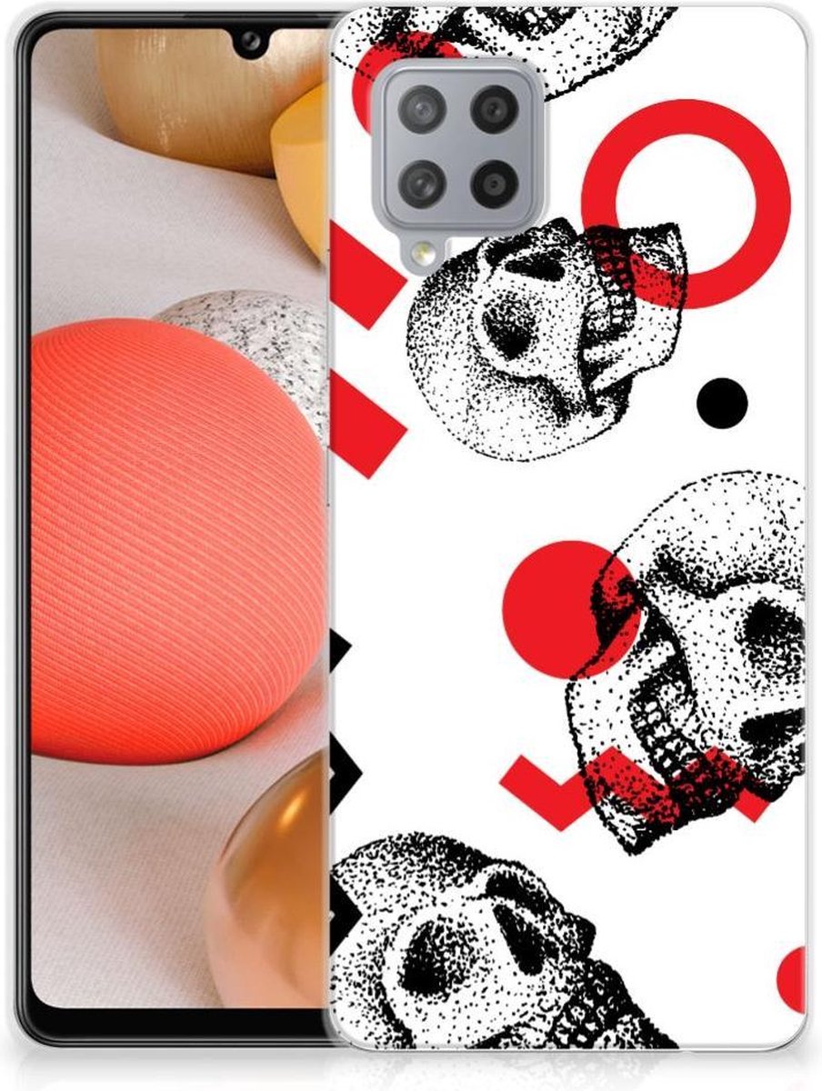 Silicone Back Case Samsung Galaxy A42 Skull Red