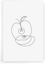 Walljar - Apple Line Art - Muurdecoratie - Poster met lijst