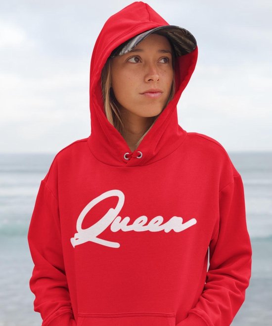 King / Queen Hoodie Red (Queen - Maat M) | Koppel Cadeau | Valentijn Cadeautje voor hem & haar