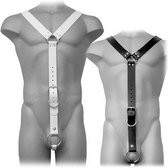 Lingerie Sexy Dames Korset Setje Erotiek Body Sex Toys Open Kruis Jurkje - Wit Leer - One Size - Leather Body®