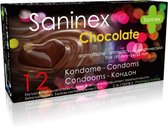 Saninex - condooms - 12 stuks - condooms met glijmiddel - transparant - extra sterk - chocolade