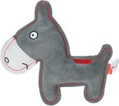Tiny Doodles Doggy - Doodles Donkey- Hondenspeelgoed - Honden speeltje met piep - Donkergrijs - 17 cm