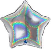 Folieballon ster glitter zilver (46cm)