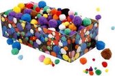 Pom-Poms, d: 5-40 mm, circa 720 stuk, diverse kleuren, 220gr