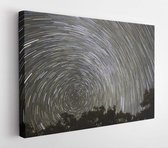 Onlinecanvas - Schilderij - Timelapse Photo Trees With Background Star Art Horizontal Horizontal - Multicolor - 75 X 115 Cm