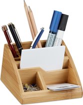 Relaxdays pennenbakje bamboe - bureau organizer - bureaustandaard - houten pennenhouder