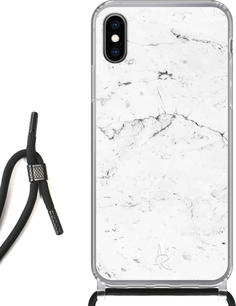 iPhone Xs hoesje met koord - Pearly Marble