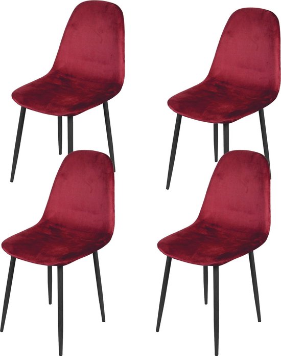 Set de 4 chaises de salle à manger en velours - Modèle Inoui - Chaise design  moderne -... | bol