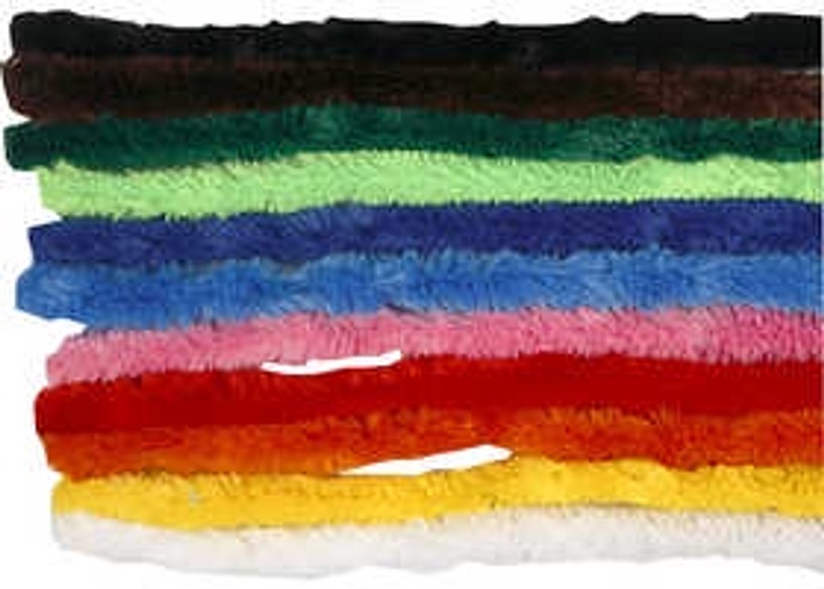 Chenille, L: 30 cm, dikte 15 mm, diverse kleuren, 200 div/ 1 doos