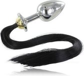 Metalhard zwart hair pony plug anaal 8.89cm