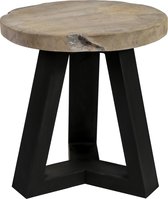 PTMD Rixx teak wooden stool iron base round