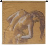 Tapisserie Edgar Degas - Baigneuse se séchant - Peinture d' Edgar Degas Tapisserie en coton 120x120 cm - Tapisserie avec photo