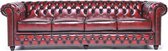 Chesterfield Bank Original Leer | 4-zits | Antiek Rood | 12 jaar garantie