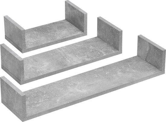 Wandplank Vennesla set van 3 betonkleurig | bol.com
