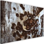 Schilderij koffiebonen op lepel, 2 maten, bruin/grijs (wanddecoratie)