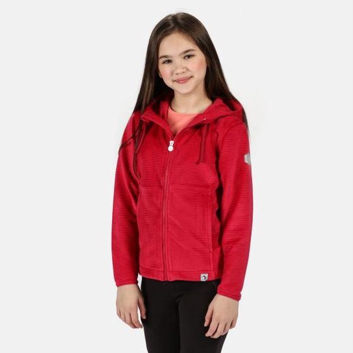 Tapley wandelfleece van geribd velours met rits over de volle lengte en capuchon van Regatta voor kinderen Sportjas donker kersenpaars Roze