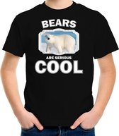 Dieren ijsberen t-shirt zwart kinderen - bears are serious cool shirt  jongens/ meisjes - cadeau shirt grote ijsbeer/ ijsberen liefhebber L (146-152)