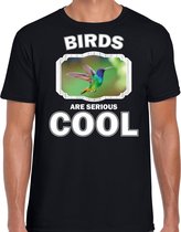 Dieren vogels t-shirt zwart heren - birds are serious cool shirt - cadeau t-shirt kolibrie vogel/ vogels liefhebber XL