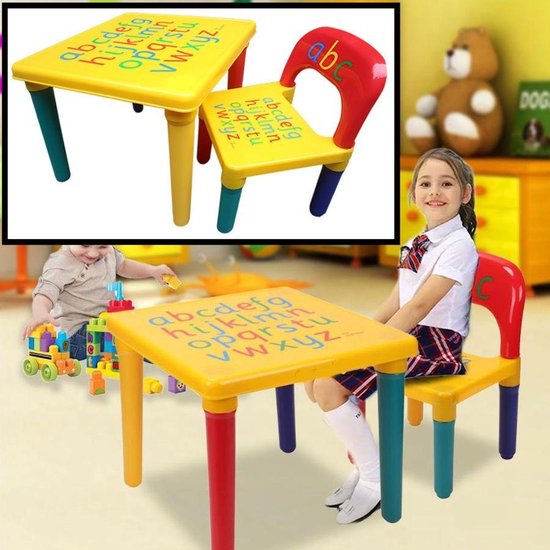 landinwaarts heilig Moreel onderwijs Decopatent® ABC Alfabet Kindertafel met Stoel - Speeltafel - Kindertafel en  stoeltjes... | bol.com