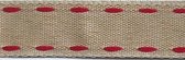 SR1221/05 Ribbon 16mm natural with stitching edge 05 red 20mtr